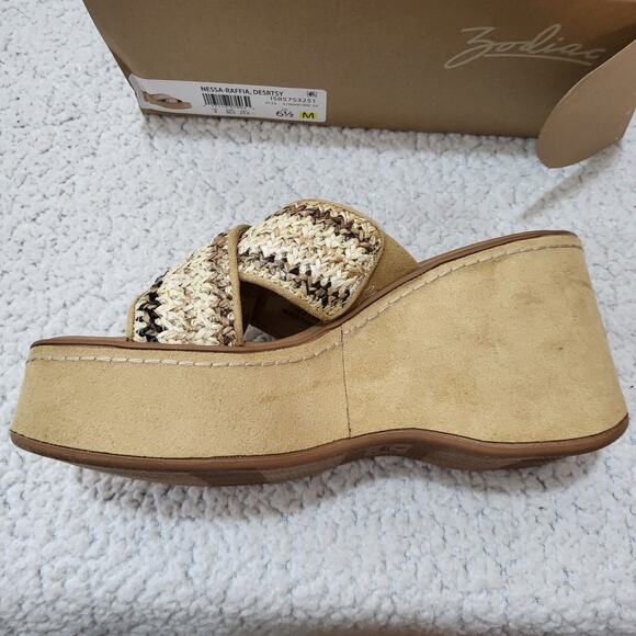 NEW ZODIAC Women's Nessa Raffia Wedge Slides Desert Size 6.5 M - Picture 6 of 9